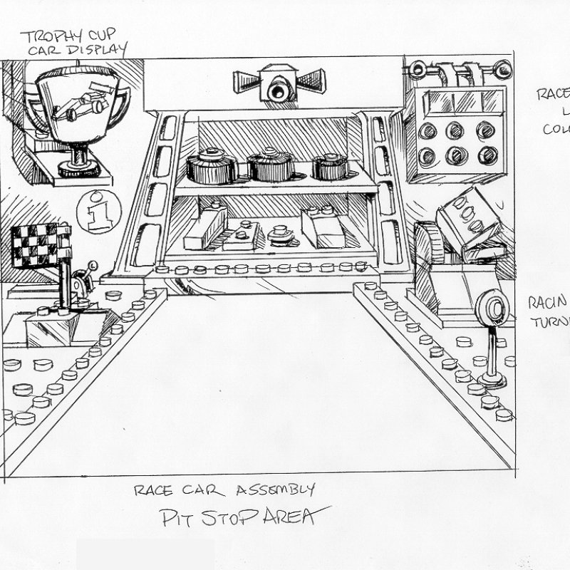 Race Car Assembly Pit Stop Area - Illustration