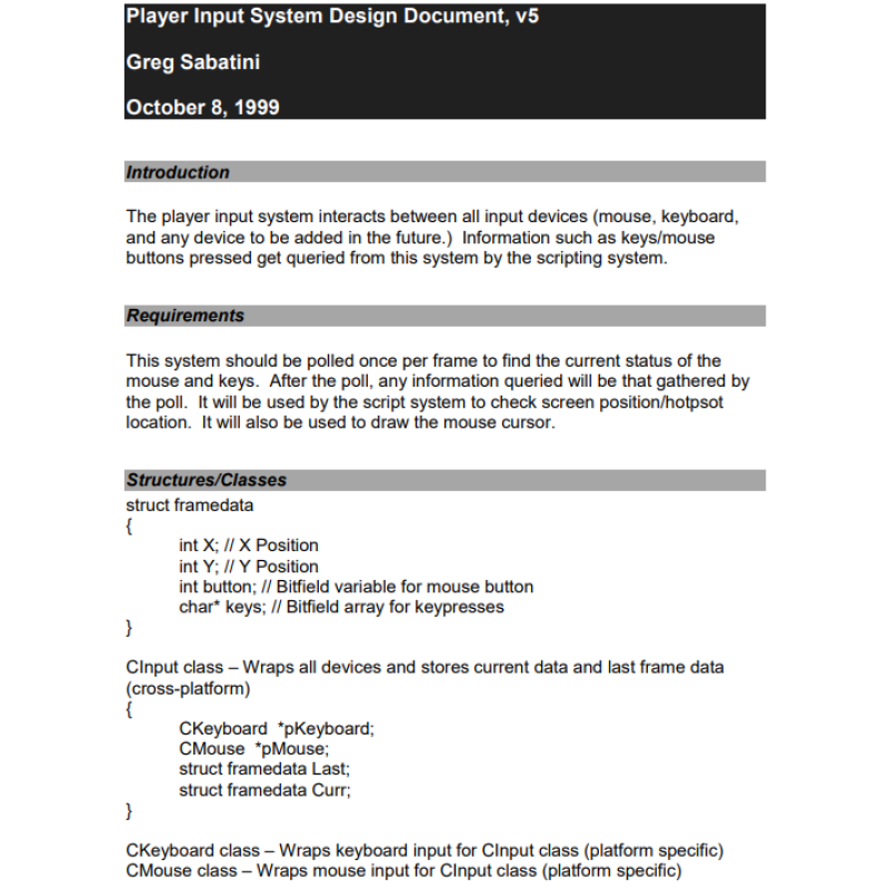 Player Input System Design Document, v5